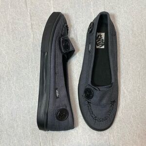 Vans Women’s size 7 Slip On Dark Grey with Strap and Button